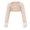 ScratchSleeves | Little Boys' Stay-On Scratch Mitts | Stripes | Cappuccino and Cream | 4-5y view 2