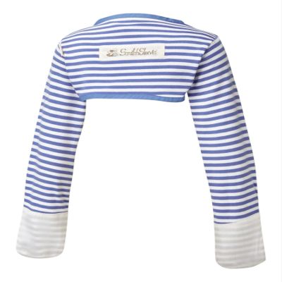 ScratchSleeves | Little Boys' Stay-On Scratch Mitts | Stripes | Blue and Cream | 3-4y