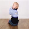 ScratchSleeves | Little Boys' Stay-On Scratch Mitts | Stripes | Blue and Cream | 3-4y view 3