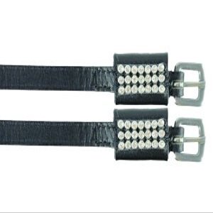 HyCLASS Diamante Spur Straps - Great For Making You Look That Bit Better - Make horse riding that bit more glamourous - Sold In Pairs - Black