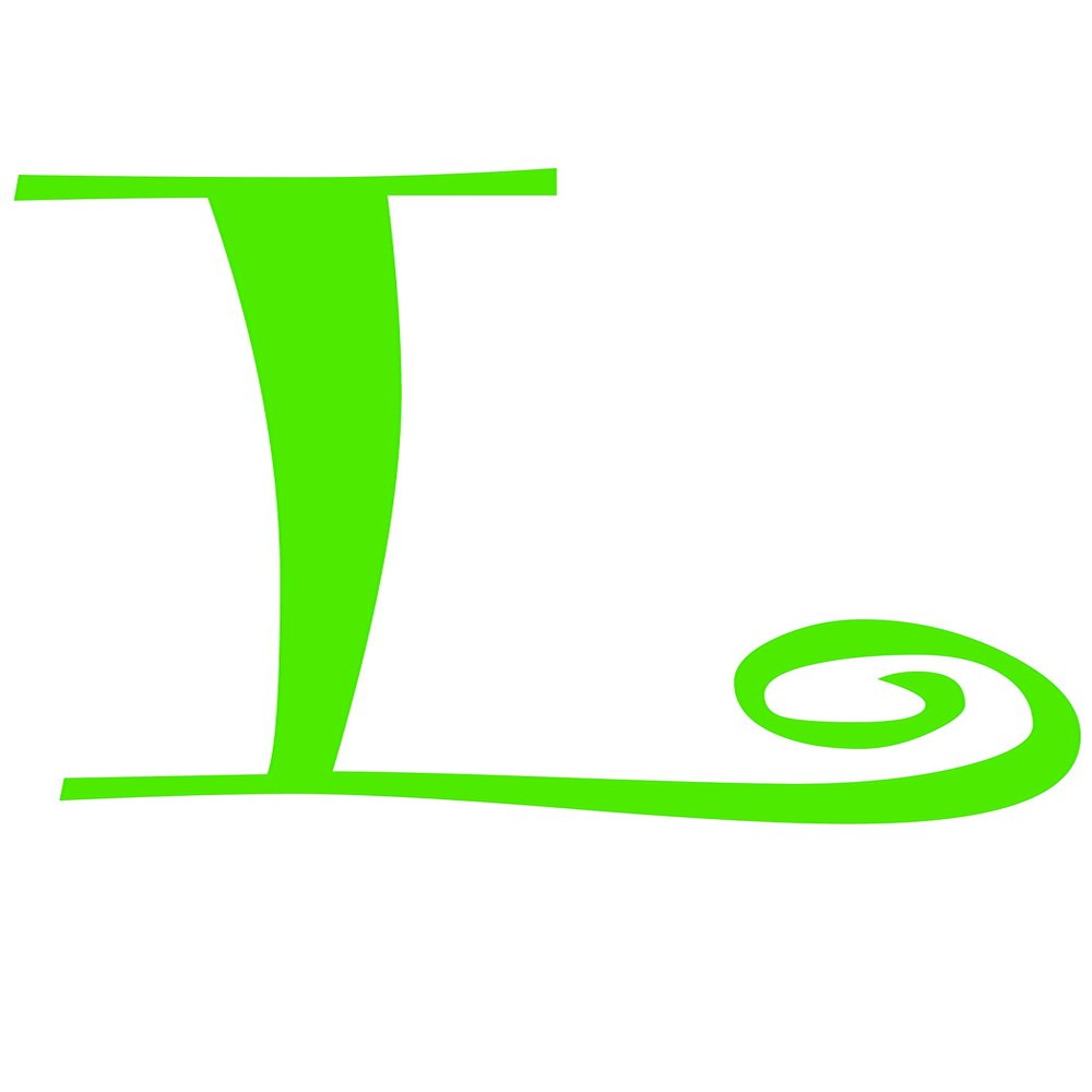 Eyecandy Decals L - Monogram Letter CURLZ 3" Tall 2 Pack Decal Sticker Lime Green