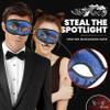 Masquerade Venetian Mask for Women & Men - Unisex Mask for Mardi Gras, Prom, Halloween, Venetian Party, Costume Party & Gift (Blue/Black) view 2