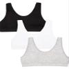 Fruit of The Loom Big Girls' Seamless Stretch Sport Bra 3 Pack Grey Heather/White/Black M view 1