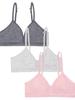 Fruit of The Loom Big Girls' Soft and Smooth Training Bra 3 Pack Blush Rose/Grey Heather/Charcoal Heather M