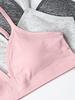 Fruit of The Loom Big Girls' Soft and Smooth Training Bra 3 Pack Blush Rose/Grey Heather/Charcoal Heather M view 2