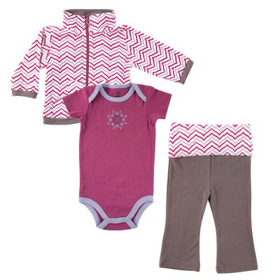 Yoga Sprout Bodysuit, Pants, and Track Jacket Set, Girl Lotus Collection, 6-9 Months