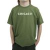 LA POP ART Boys Word Art T-Shirt - Neighborhoods of Chicago Word Art Military Green view 1
