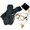 285890-GDN/CLR-MLXL, Snorkeling Purge Mask Dry Snorkel Fins Mesh Bag Set view 1