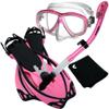 285890-Pink-MLXL, Snorkeling Purge Mask Dry Snorkel Fins Mesh Bag Set view 1