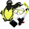 285890-Yel-MLXL, Snorkeling Purge Mask Dry Snorkel Fins Mesh Bag Set view 1