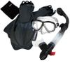 285890-Bk-MLXL, Snorkeling Purge Mask Dry Snorkel Fins Mesh Bag Set view 1
