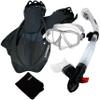 285890-ClrwBk-MLXL, Snorkeling Purge Mask Dry Snorkel Fins Mesh Bag Set view 1