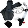 285890-ClrwBk-SM, Snorkeling Purge Mask Dry Snorkel Fins Mesh Bag Set view 1