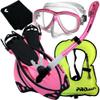 859001-Pink-MLXL, Snorkeling Vest Purge Mask Dry Snorkel Fins Mesh Bag Set view 1