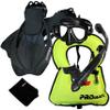 859001-ABk-SM, Snorkeling Vest Purge Mask Dry Snorkel Fins Mesh Bag Set view 1