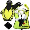 859001-Yel-MLXL, Snorkeling Vest Purge Mask Dry Snorkel Fins Mesh Bag Set view 1
