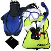 859001-t.Blue-SMSnorkeling Vest Purge Mask Dry Snorkel Fins Mesh Bag Set view 1