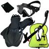 999001-AB-S/M, Snorkeling Vest Scuba Dive Panoramic Purge Mask Dry Snorkel Fins Gear Set view 1