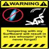 2" 4 Pack of Warning Tampering with My Surf Board Decal for Cell Phone, Car, Truck, view 1