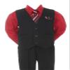 Boys Black Pinstripe Vest Suit with Red Shirt Size 24M view 1