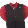 Boys Black Pinstripe Vest Suit with Red Shirt Size 24M view 2