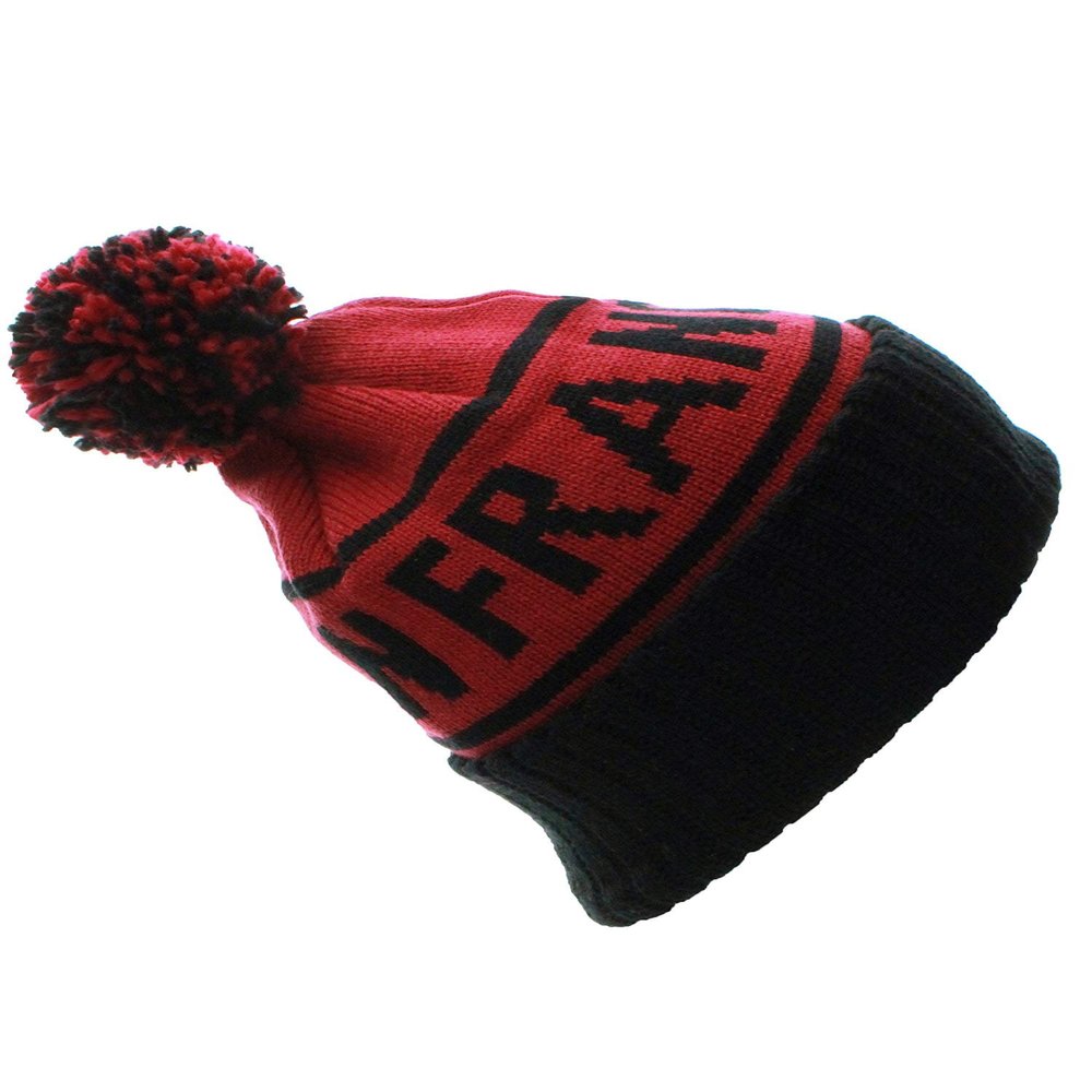 American Cities San Francisco California Republic Cuff Cable Knit Pom Pom Beanie Hat Cap