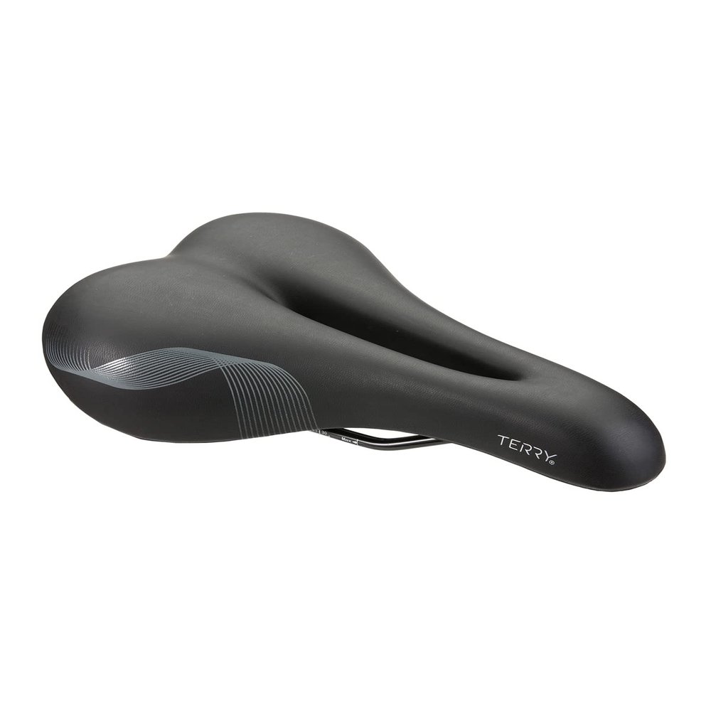 Terry Cite Y Gel Bike Saddle | Bicycle Seat Optimized for Men - Flexible & Comfortable | Sit Bone Support, Shock Absorbing Elastomers, Low Profile, Flat Top - Black Black,