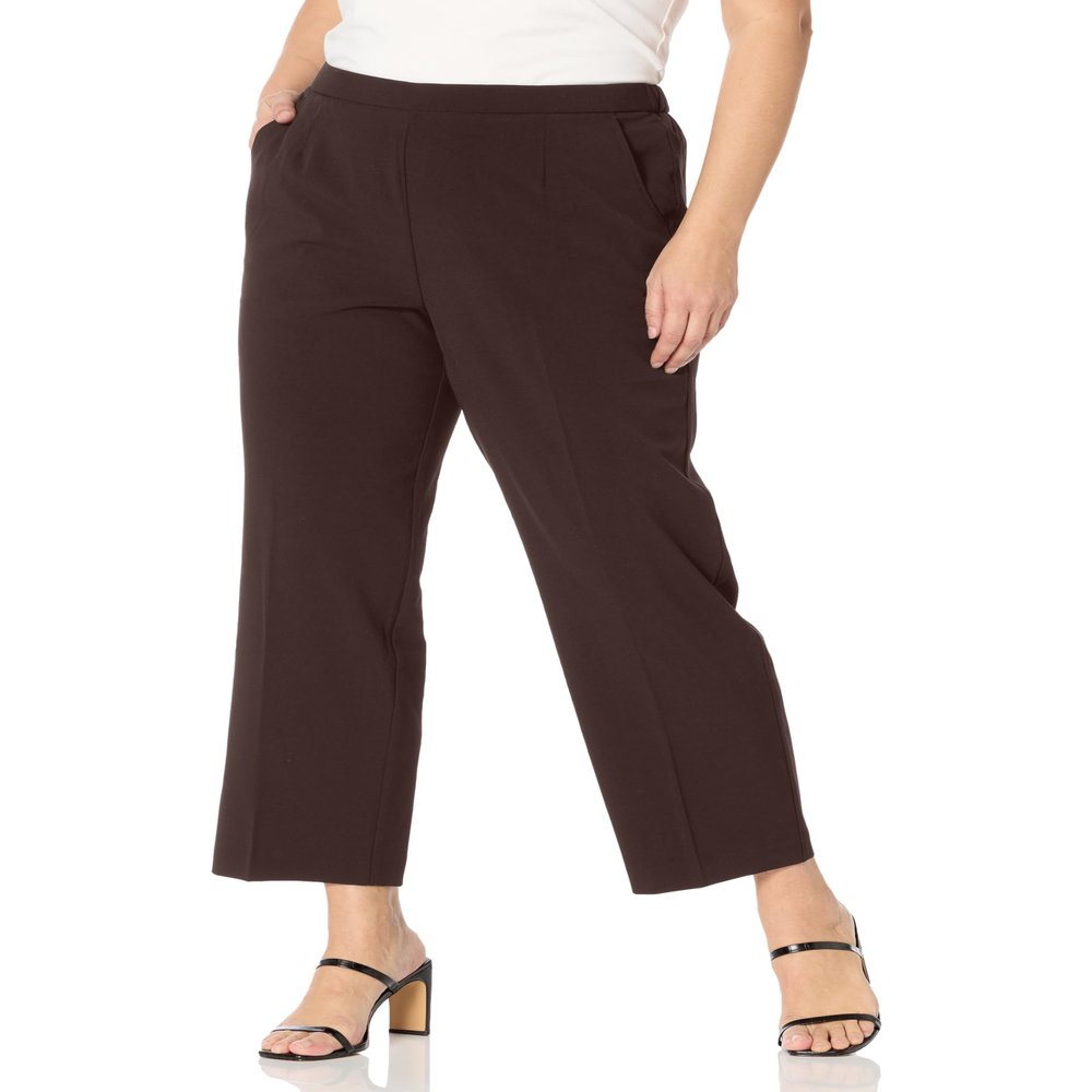 Briggs New York Women's Petite All Around Comfort Pant, Brown, 16P Short