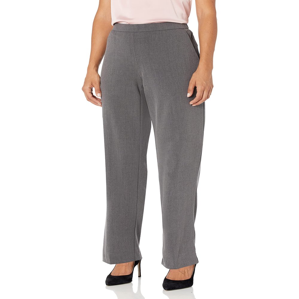 Briggs New York Women's Petite All Around Comfort Pant, Heather Grey, 12P Short