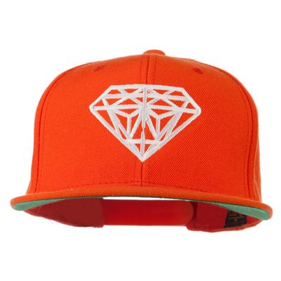 Big Diamond Embroidered Flat Bill Cap - Orange OSFM
