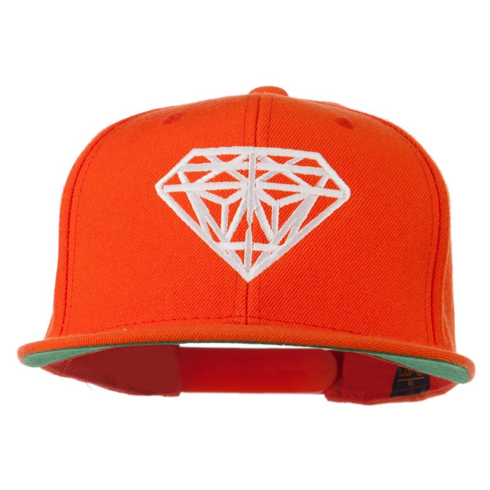 Big Diamond Embroidered Flat Bill Cap - Orange OSFM
