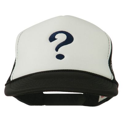e4Hats.com Question Mark Embroidered Foam Mesh Cap - Black White OSFM