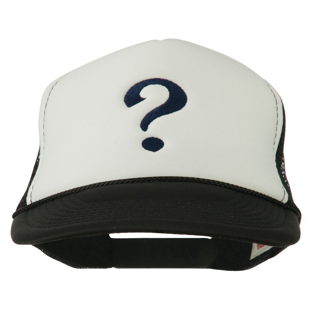 e4Hats.com Question Mark Embroidered Foam Mesh Cap - Black White OSFM