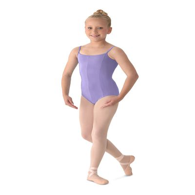 Mirella Girl's Princess Seam V-Front Camisole Leotard, Lilac, 8-10
