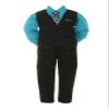 Boys Black Pinstripe Vest Suit with Turquoise Shirt Size 2T