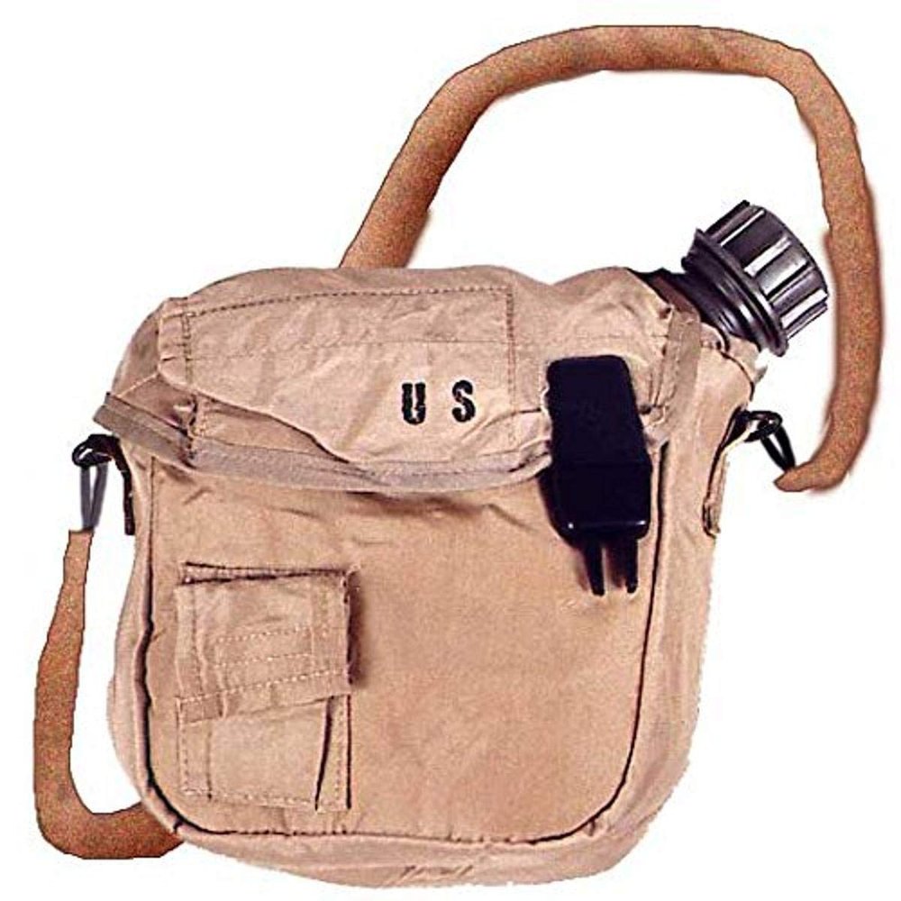 Military Outdoor Clothing Never Issued 2 Qt OD Canteen with 2 Qt Desert Canteen Cover, Plastic