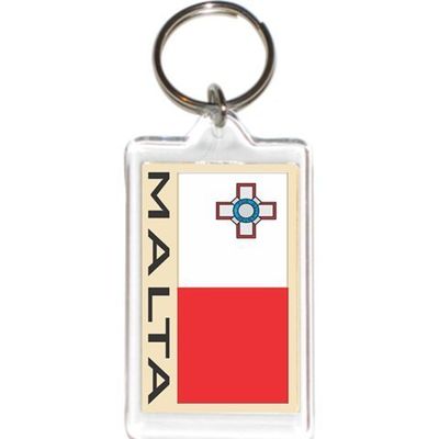 Acrylic KeyChains KeyRings Holders - Europe 1 (1-Pack, Country: Malta)