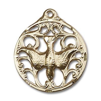 14kt Yellow Gold Holy Spirit Medal 7/8 x 3/4 inches