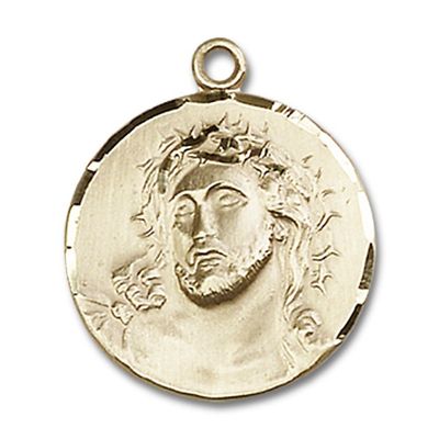 14kt Yellow Gold Ecce Homo Medal 3/4 x 3/4 inches