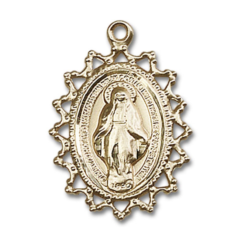 14kt Yellow Gold Miraculous Medal 1 x 3/4 inches