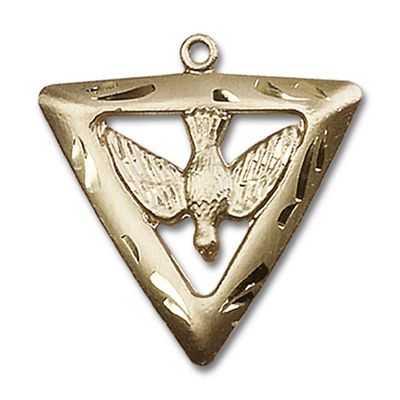 14kt Yellow Gold Holy Spirit / Triangle Medal 1 x 1 inches