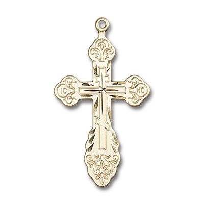 14kt Yellow Gold Cross Medal 1 7/8 x 1 inches