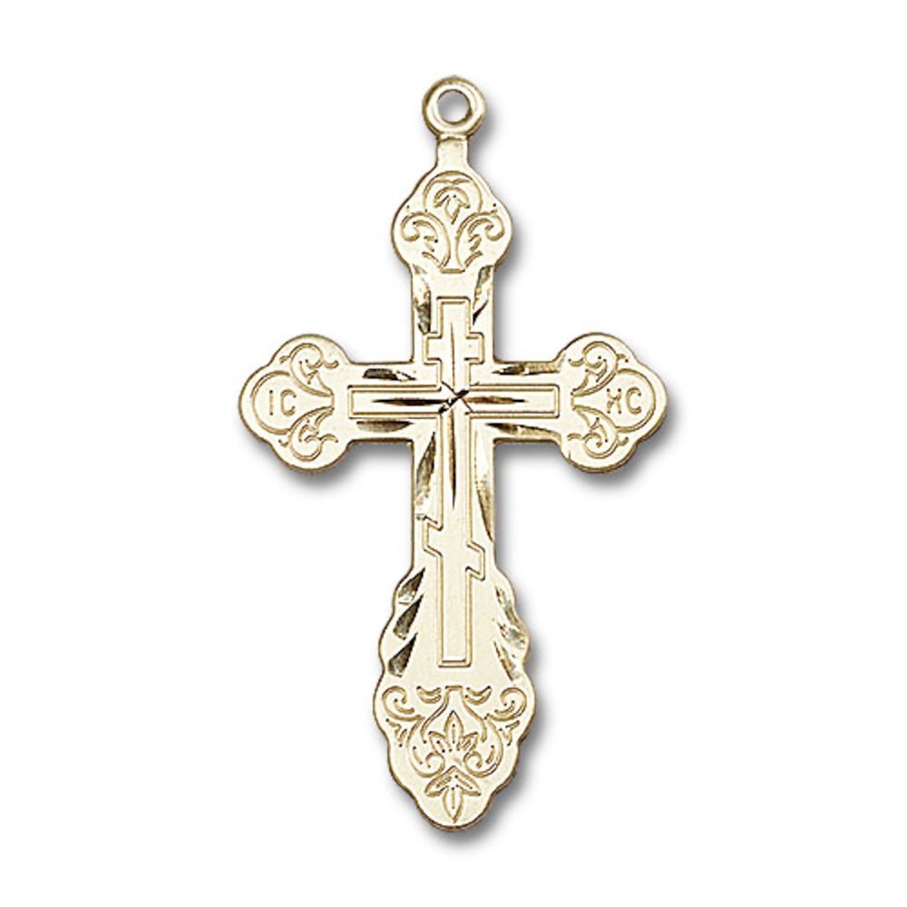 14kt Yellow Gold Cross Medal 1 7/8 x 1 inches