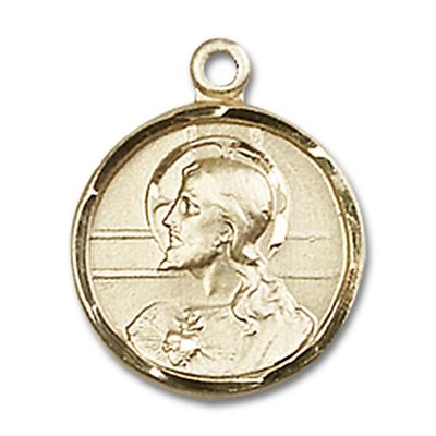 14kt Yellow Gold Scapular Medal 5/8 x 1/2 inches