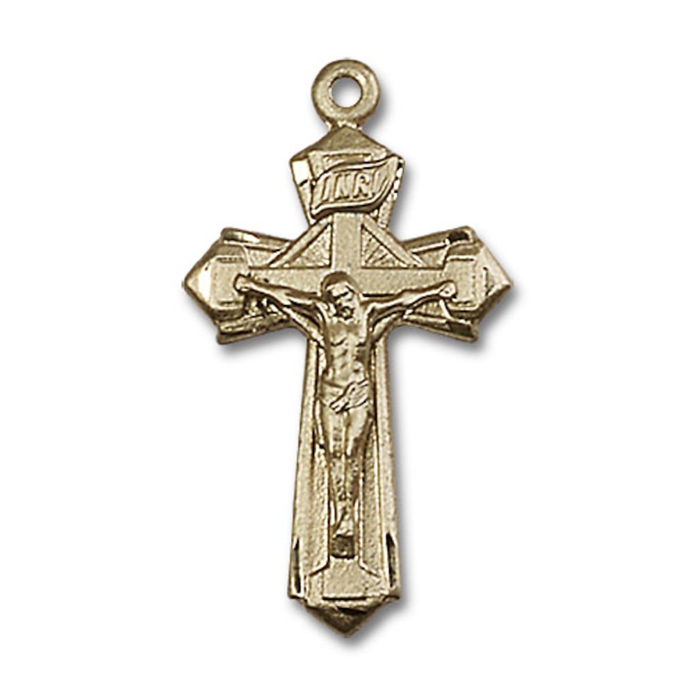 14kt Yellow Gold Crucifix Medal 1 1/8 x 5/8 inches