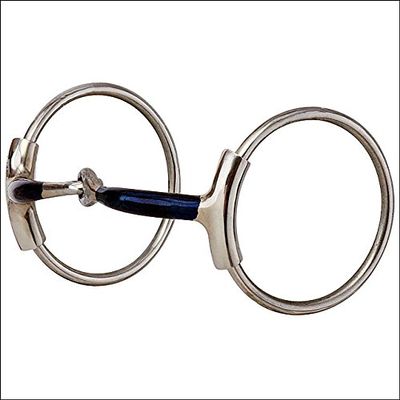 HILASON AH339 Stainless Steel Ring Horse BIT BLUED Steel Snaffle Mouth