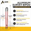 AdirPro Leveling Rotary Prism Pole Bipod - Heavy Duty Rotary Bipod - Accurate Surveying Measurements - Ergonomic Design (Yellow) view 3
