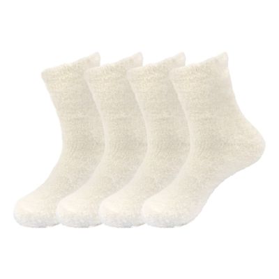 Adult Super Soft Feather Light Cozy Fun Home Socks - Snowball White - 4 Pair Value Pack,One Size