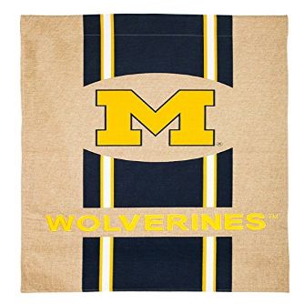 Evergreen Michigan Wolverines Burlap Flag - 28" x 44"