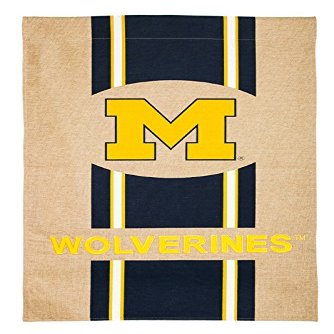 Evergreen Michigan Wolverines Burlap Flag - 28" x 44"